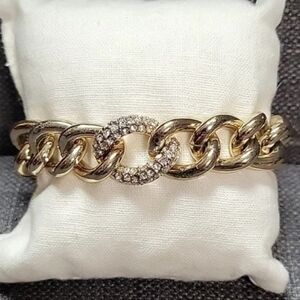 Victoria's Secret Goldtone Angel Chunky Chain Rhinestones Toggle Bracelet